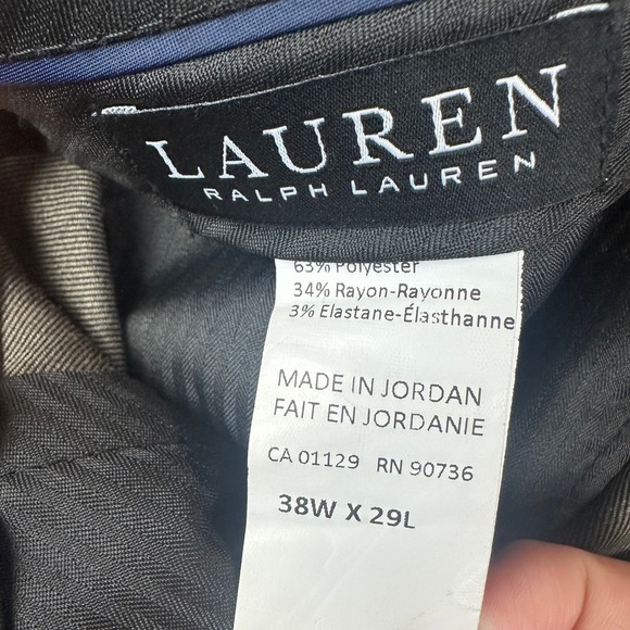 Lauren Ralph Lauren Men's Dress Pants 38W x 29L Olive Green Flat Front Trousers - Picture 3 of 9